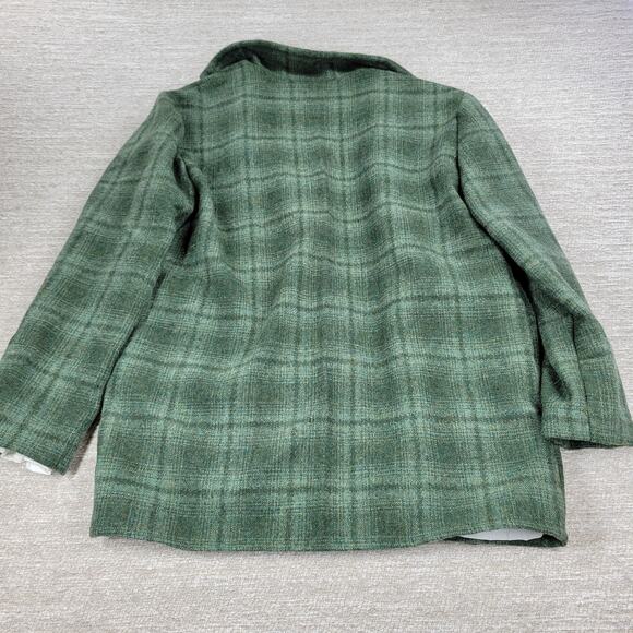 Vintage Handmade Wool Skirt Suit Green Plaid 2 Piece Set Elastic Waist Pockets - Picture 15 of 15